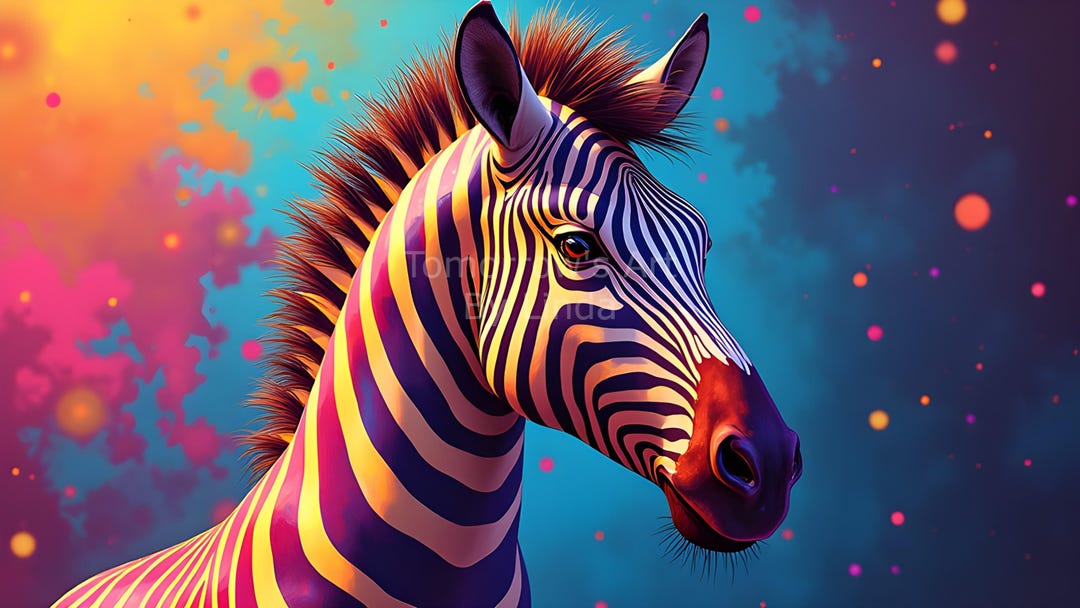 Rainbow Zebra Desktop Wallpaper - Etsy