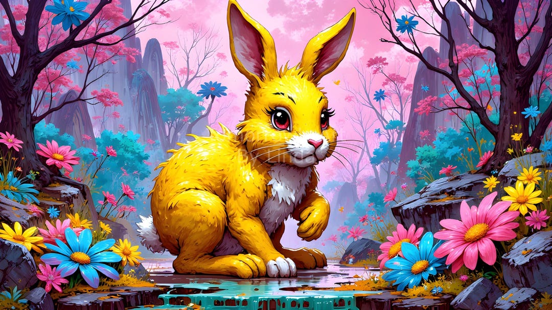Giant Yellow Rabbit Desktop Wallpaper - Etsy