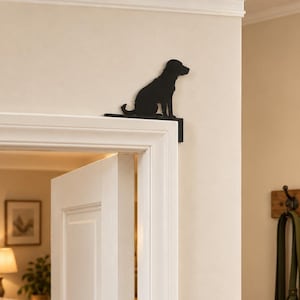 Adorno para puerta de Labrador - Silueta de perro - Regalo para amantes de las mascotas - Decoración para marco de puerta - Letrero de perro Labrador - Detalle de animal para puerta - Decoración de esquina