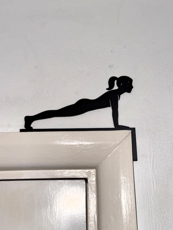Plank Pose Yoga Door Topper, Core Strength Woman Wall Art Gift, Fitness Workout Corner Decor, Pilates Exercise Sign, Wellness Home Hanger