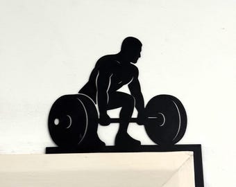 Deadlift Door Topper - Home Gym Decor - 3D Printed Powerlifting Wall Art - Barbell Workout Motivation Gift - Weightlifting Fitness Room Art