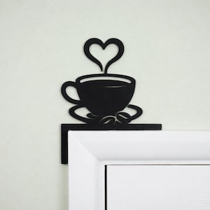 Kaffee Liebhaber Tür Topper, Cappuccino Dekoration, Latte Home Decor Geschenk, Küche Cafe Schwarz Wandkunst, Koffein Mokka Türschild