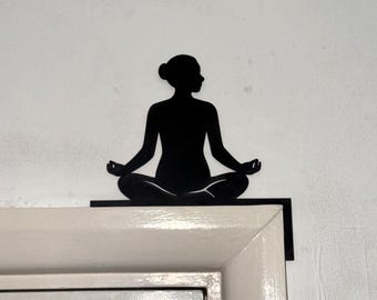 Easy Pose Yoga Door Topper, Seated Meditation Woman Corner Decor ...