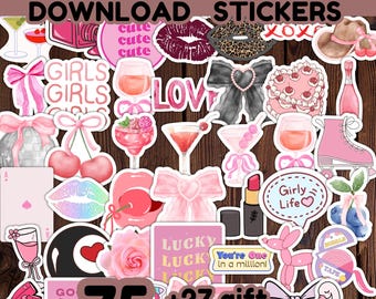 Kawaii Sticker Pack | 75+ Pink Stickers, PNG SVG (Digital Download)