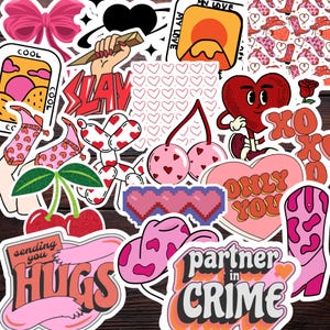 Meisjesstickers, esthetische stickers, roze stickers, digitale stickers, png-stickers, plakboekstickers, plannerstickers, liefdesstickers,