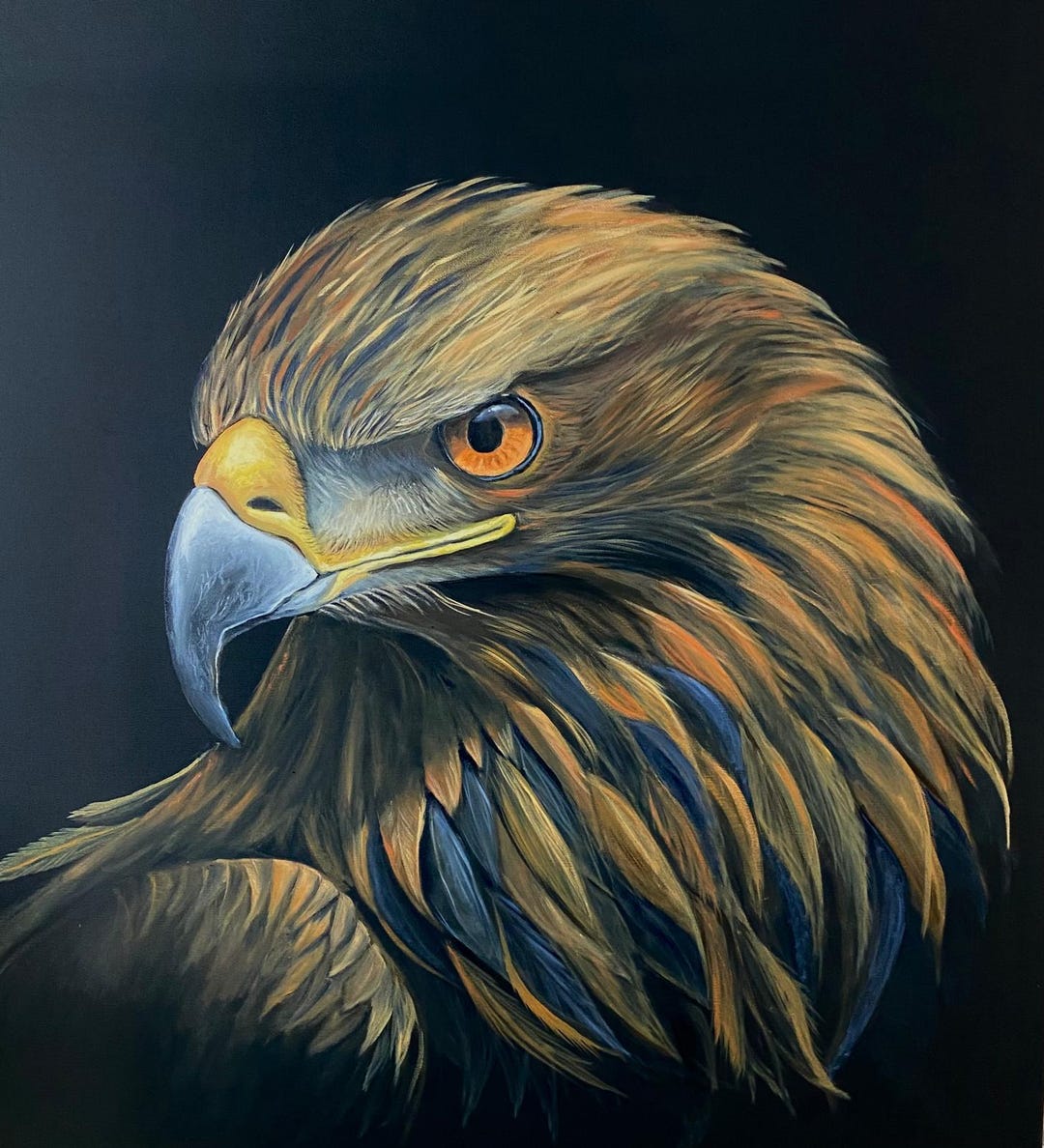 Majestic Eagle Oil Painting on Canvas: Large Wildlife Art (35.4x31.5 In ...
