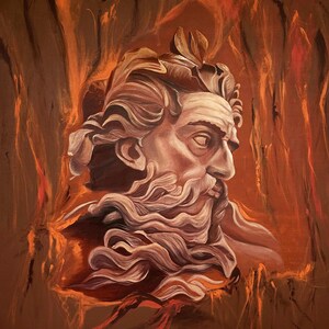 Poseidon Canvas Oil Painting - 39.4x39.4 inches, Majestic Poseidon Ocean-Themed Artwork, Greek Mythology Canvas: Poseidon Painting