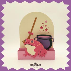Witch frog Pop-Up Card SVG | 3D Birthday Card | 3D Halloween Card | DIY Paper Craft Kit | Cricut Tested | Instant Download