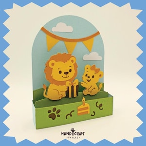 Lion and Cub Pop-Up Card SVG | 3D Birthday Card | DIY Paper Craft Kit | Cricut Tested | Instant Download