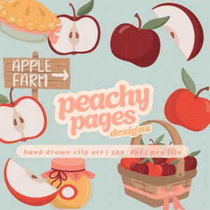 Apple Farm Clip Art Instant Digital Download Hand Drawn PNG Digital Papers Sublimation Surface Design Fall Pie and Jam Files