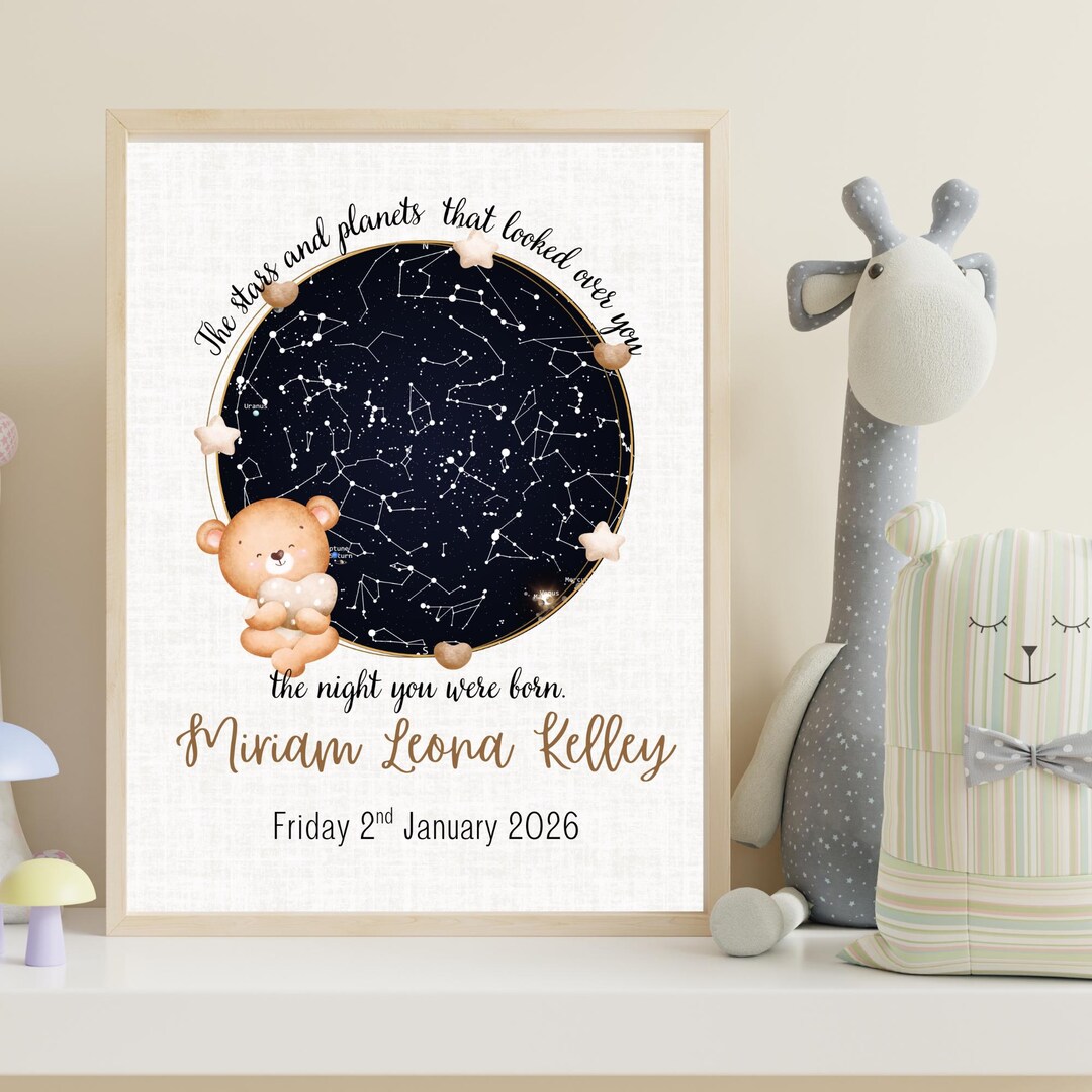 Personalized Baby Star Map Print | Custom Nursery Art (digital Download ...
