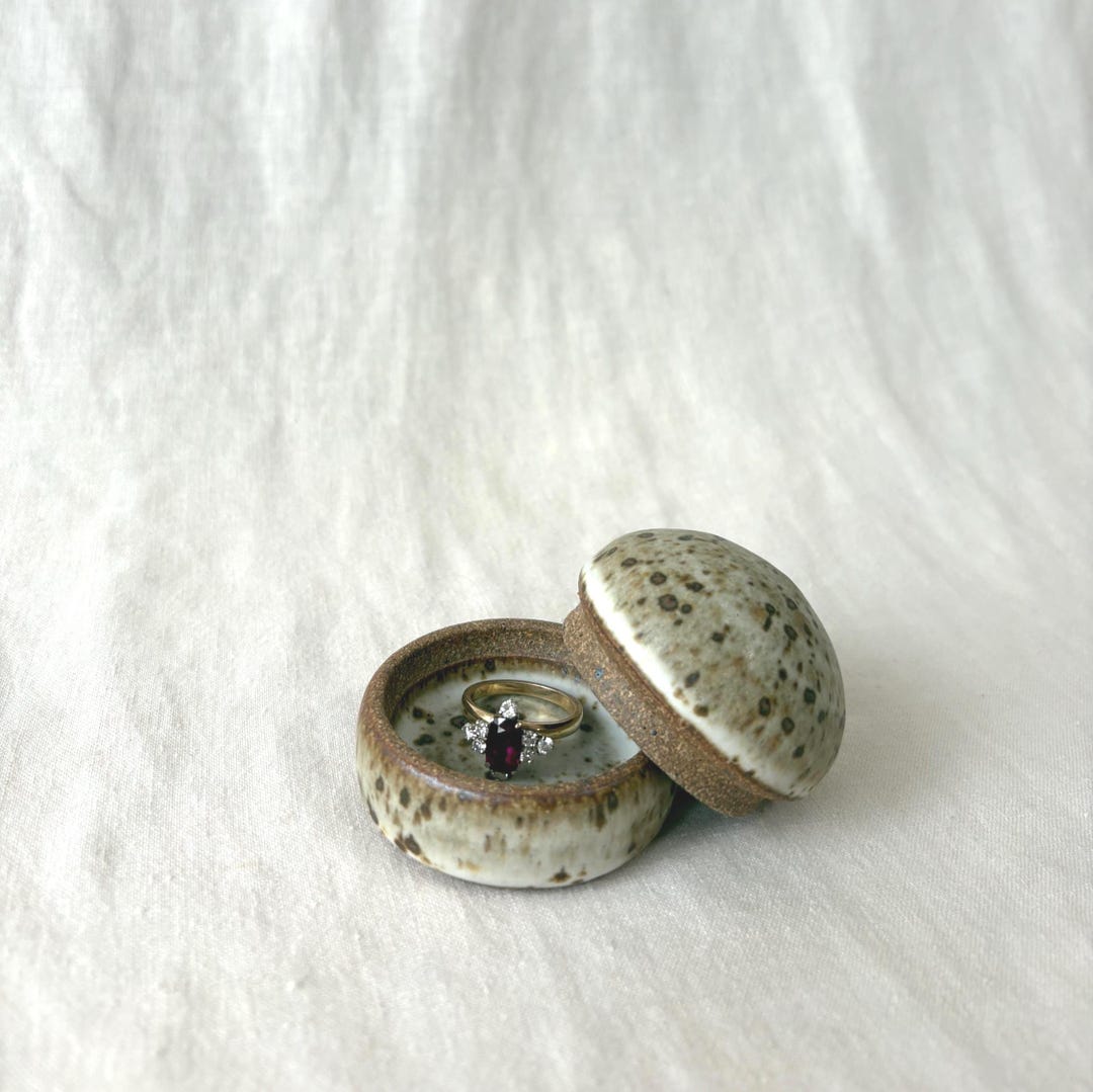 Handcrafted Ceramic Ring or Stash Box (speckled White, Dome) - Etsy