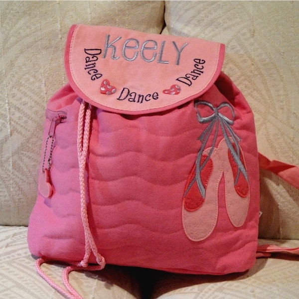 Child's Personalized Stephen Joseph Quilted BALLET SHOES Backpack