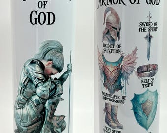 Vaso Guerrero de Dios, 20 oz, 30 oz, regalo, armadura de Dios, inspirador, se puede personalizar.