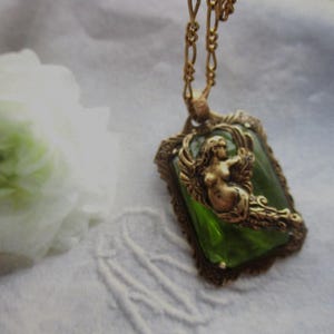 Original Design, French Classic Angel In The Stained Glass Window Design Necklace, Vintage French Classic Angel As A Necklace Classic Bild 1