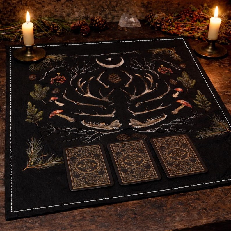Yule Altar Cloth, Gothic Pagan Winter Solstice Decor image 4