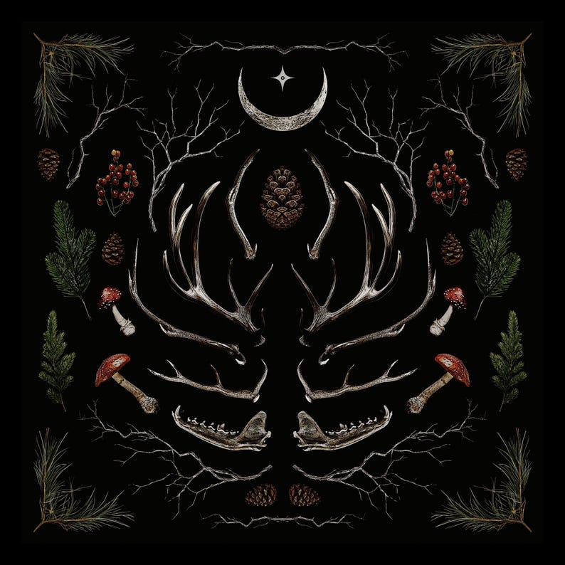 Yule Altar Cloth, Gothic Pagan Winter Solstice Decor image 3