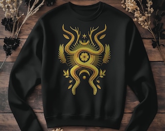 Gold Schlange Botanisches Sweatshirt: Gothic Pagan Schlange Tee