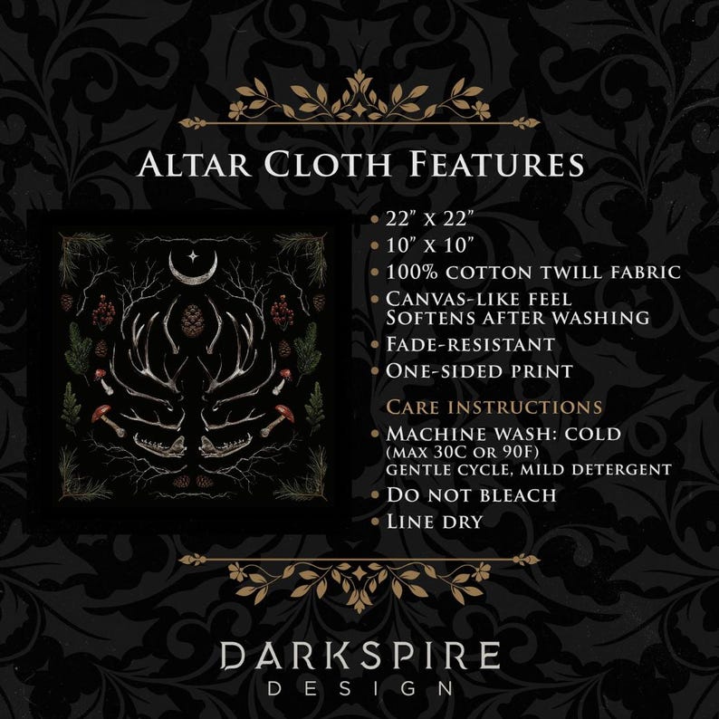 Yule Altar Cloth, Gothic Pagan Winter Solstice Decor image 2