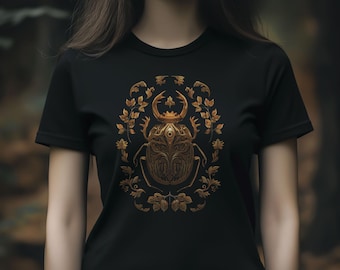 Gold Skarabäus Käfer T-Shirt, Gothic Dark Romantische Graphic Tee