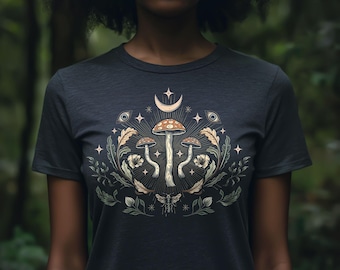 Vintage Mushroom T-Shirt, Botanical Cottagecore Tee