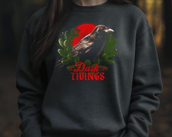 Dark Tidings Raven Sweatshirt, Gothic Yule Sweater