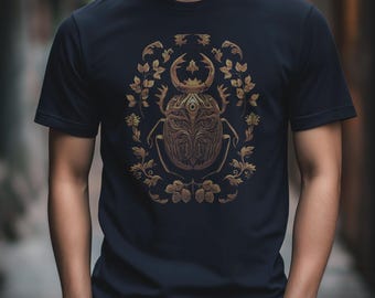 Männer Gothic Käfer T-Shirt: Dark Academia Skarabäus Grafik