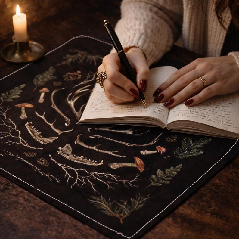 Yule Altar Cloth, Gothic Pagan Winter Solstice Decor image 6