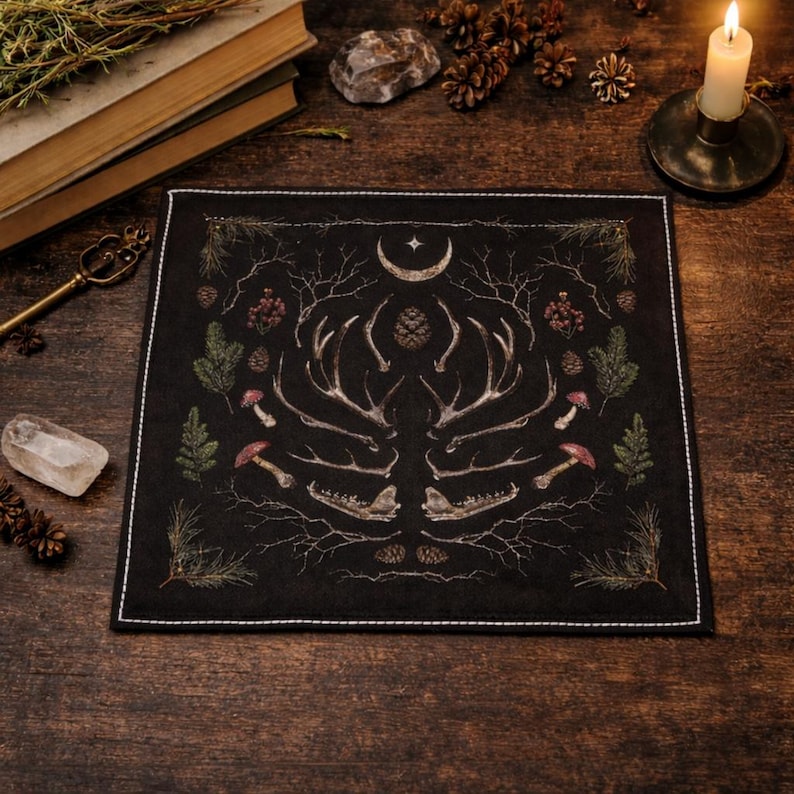 Yule Altar Cloth, Gothic Pagan Winter Solstice Decor image 5