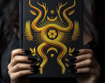 Diário da Serpente da Academia Sombria, Caderno Gótico Serpente Dourada, Grimório, Livro das Sombras