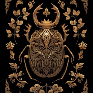 Dark Academia Scarab Journal: Gold Beetle Gothic Notebook, Book of Shadows, Grimoire image 2