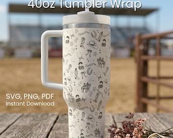 Lucky Rodeo Tumbler Wrap | Cowgirl Western 40oz SVG PNG PDF