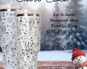 Snowman 40oz Tumbler Wrap – Cute Christmas Winter (PNG, SVG)