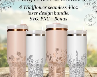 Wildflower Laser Tumbler Wrap, Seamless Floral Design (SVG, PNG)
