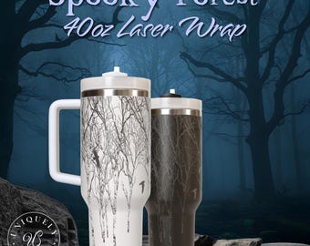 Haunted Forest Tumbler Wrap SVG: Spooky Crows, Halloween Laser Engraving (Digital Download)