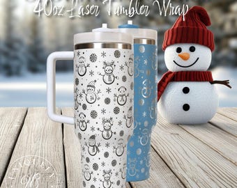 Snowman Doodles Tumbler Wrap: Seamless Christmas SVG, PNG (40oz)
