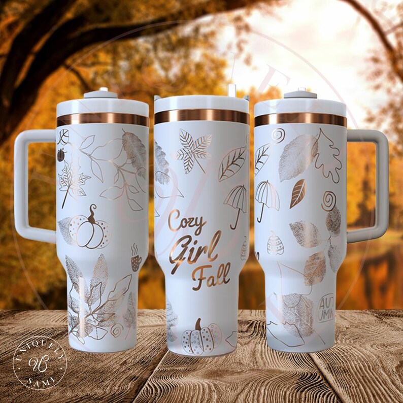 Cozy Fall Tumbler Wrap SVG PNG: Laser Engraved Autumn Leaves (digital ...