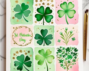 St. Patrick's Day Shamrock Clipart: Watercolor Lucky Charms (PNG, PDF Digital Download)