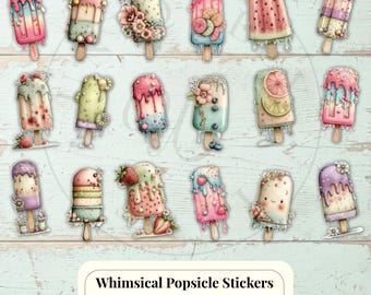 100 Whimsical Popsicle Digital Stickers Bundle PNG SVG PDF Jpg, Sublimation, Clipart