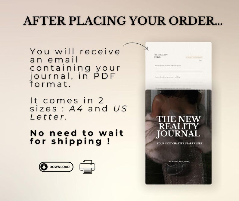 This manifestation journal will give you main character energy and help you create a new reality. It's a guide for manifesting your dreams daily, with reflection prompts that will provoke reality and identity shifting, using the LOA
