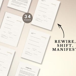 This manifestation journal will give you main character energy and help you create a new reality. It's a guide for manifesting your dreams daily, with reflection prompts that will provoke reality and identity shifting, using the LOA