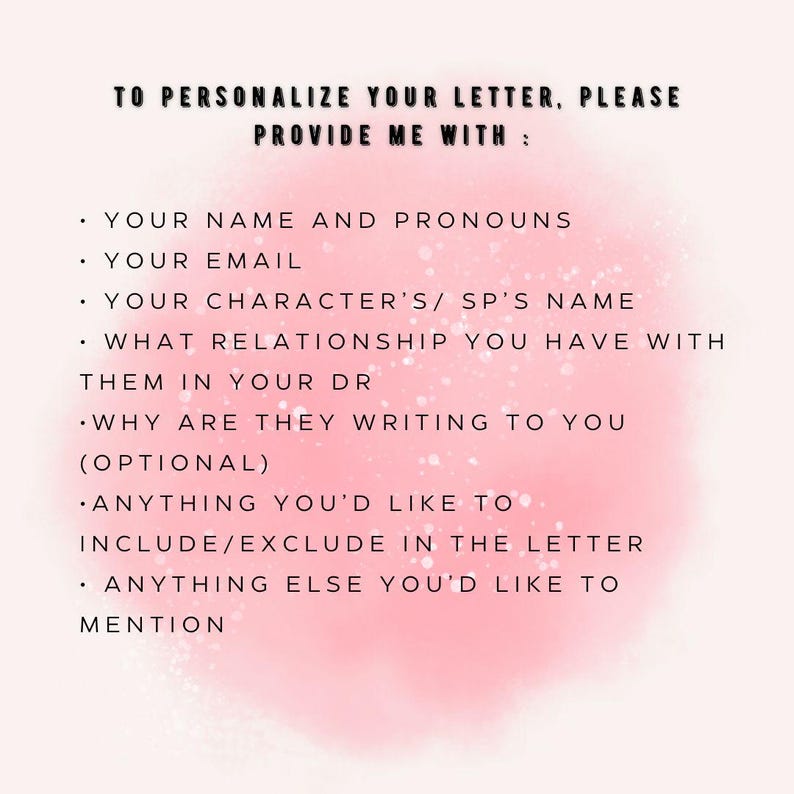 This channeled letter from your DR crush can be used as a booster to help you shift and quantum jump into your desired reality. Whether it’s an existing comfort character or a crush you imagined, I’ll write a custom letter that’s 100% personalizable to make you feel like you are already in your DR ! This letter is also a great gift idea for shifters !