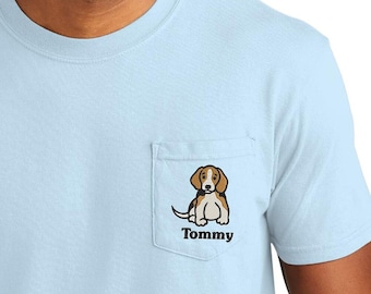 Personalized Dog Comfort Colors Pocket Dog Embroidered TShirt