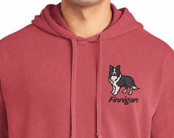 Border Collie Hoodie Personalized Custom Comfort Colors Embroidered With Name