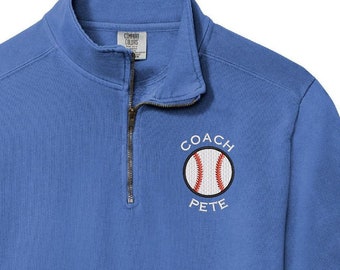 Personalized Baseball Quarter Zip Sweatshirt For Men And Women Custom Embroidered Baseball Gift For Team