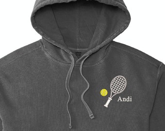 Tennis Personalized Hoodie Sweatshirt For Men and Women Hooded Custom Comfort Colors Embroidered Pullover for Tennis Player