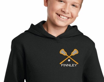 Kids Lacrosse Hoodie Sweatshirt Custom Embroidered Hooded Pullover