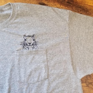 Squirrel Pocket T-shirt: Peeking Squirrel Lover Gift