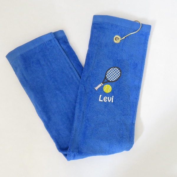 Personalized Tennis Towel with Grommet and Hook Add Name Custom Embroidered
