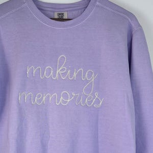 Personalized Light Chain Stitch Sweatshirt Embroidered Text Comfort Colors Shirt For Men and Women